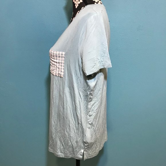Maurices NWT Light Blue Sleep Shirt Plaid Pocket Detail Medium M NEW Casual Home - Picture 5 of 10